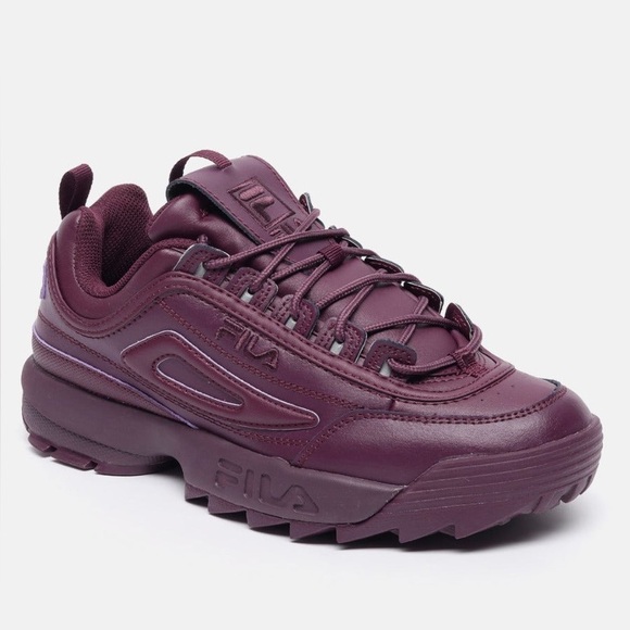 FILA PEACOAT DISRUPTOR II PREMIUM WOMEN'S SNEAKERS Deep Burgundy Athletic Shoes - Picture 7 of 9